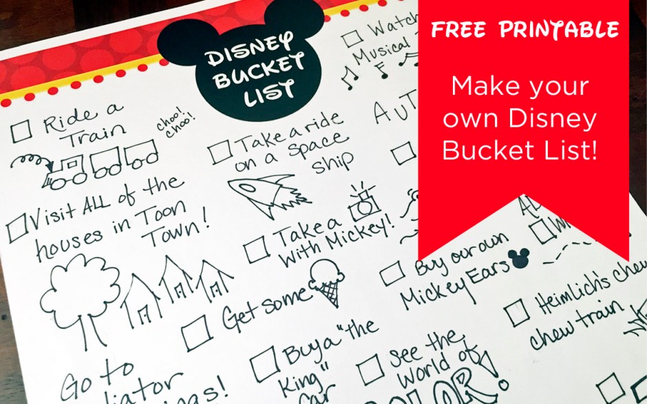 Planning a trip to Disney? Help the kids get excited with what they have to look forward to by creating your own Disney Bucket List with this free printable!